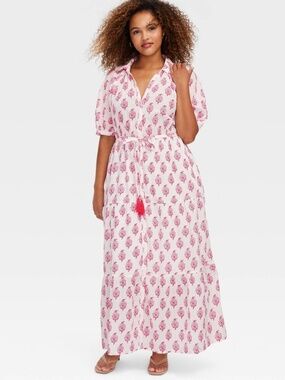 Roller Rabbit Womens Bouquet Floral Cotton Gauze Maxi Dress Size M NWT